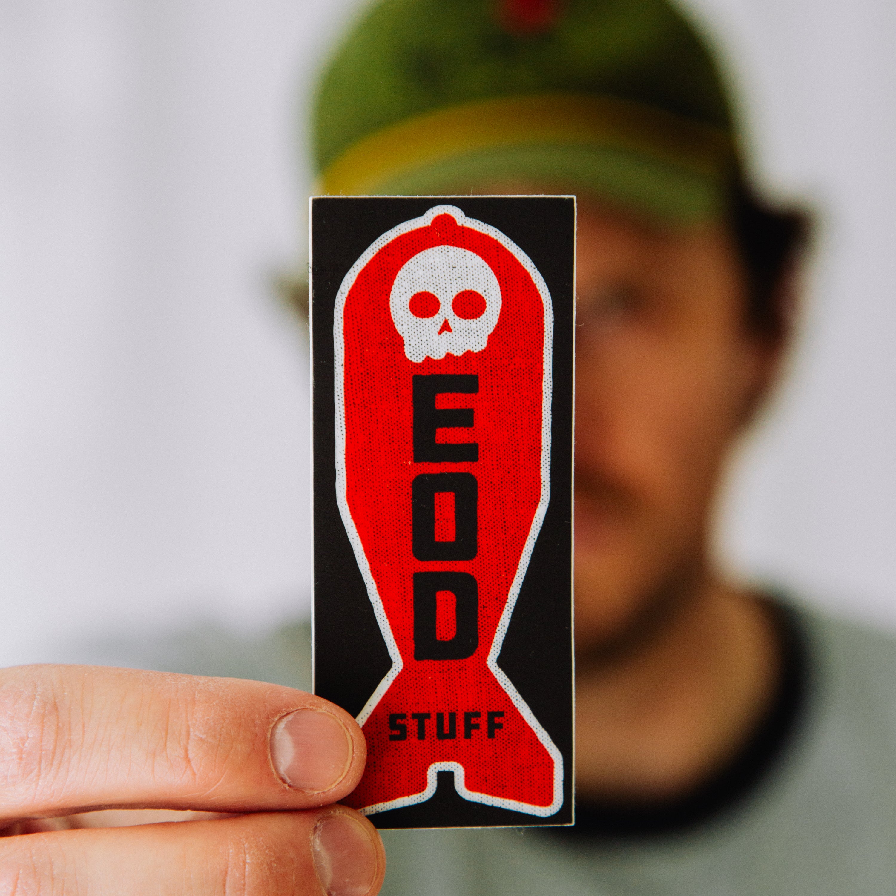 EOD Stuff Nuke Sticker, Grunge Red