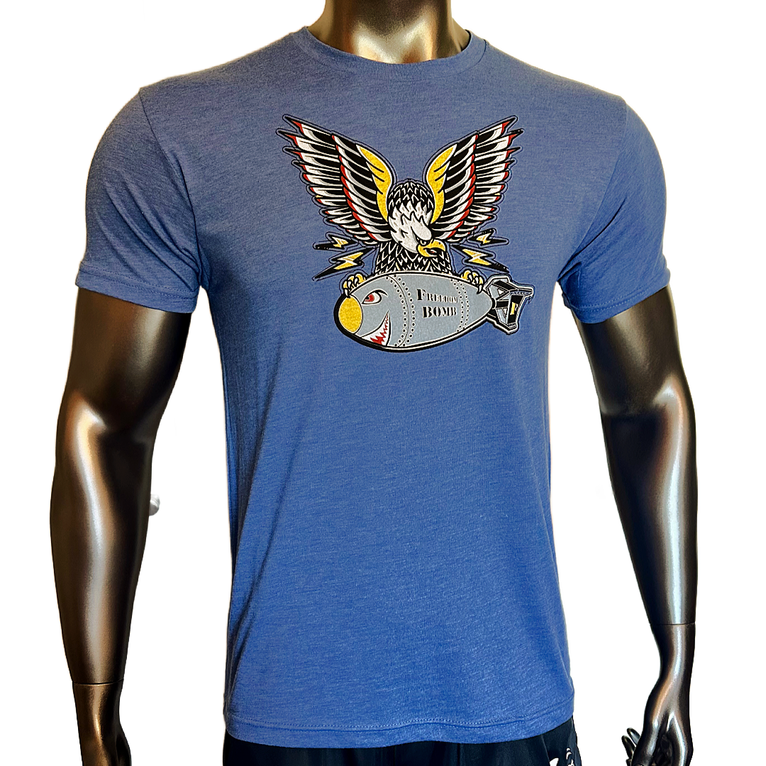 Freedom Bomb Eagle Vintage Red, Royal Blue, and White Tri-Blend Tees - Unisex EOD Short Sleeve Tee