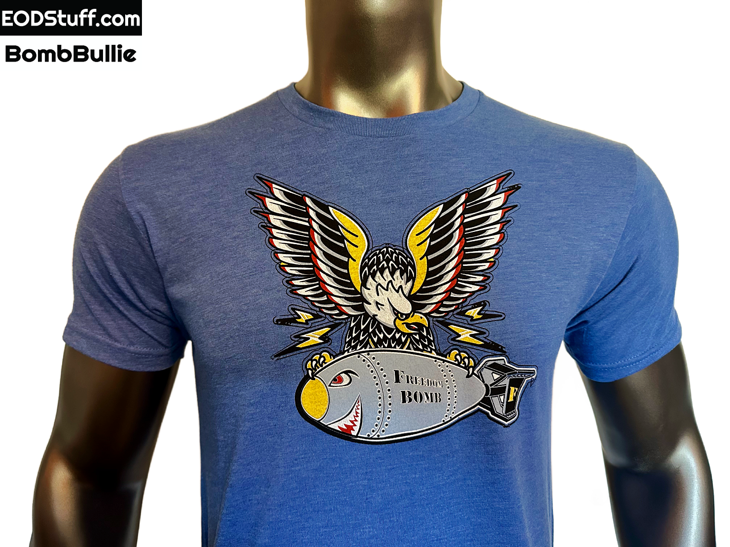 Freedom Bomb Eagle Vintage Red, Royal Blue, and White Tri-Blend Tees - Unisex EOD Short Sleeve Tee