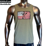 Skeebb™ USA Flag Military Green Triblend Tank Top - Unisex EOD Tank