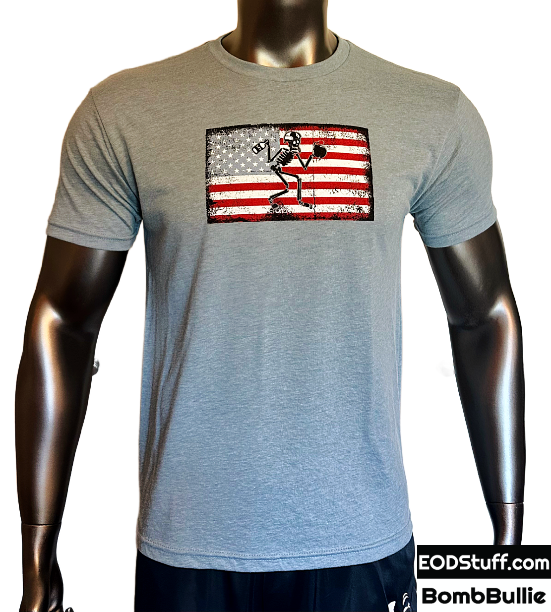 Skeebb™ Grunge USA Flag Vintage Stonewash Denim Tri-Blend Tee - Unisex EOD Short Sleeve Tee