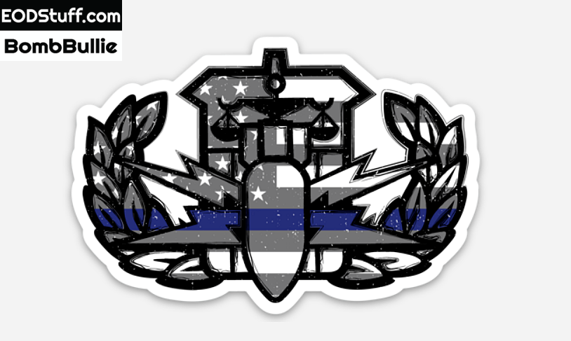 HDT Thin Blue Line Flag Badge Sticker – BombBullie