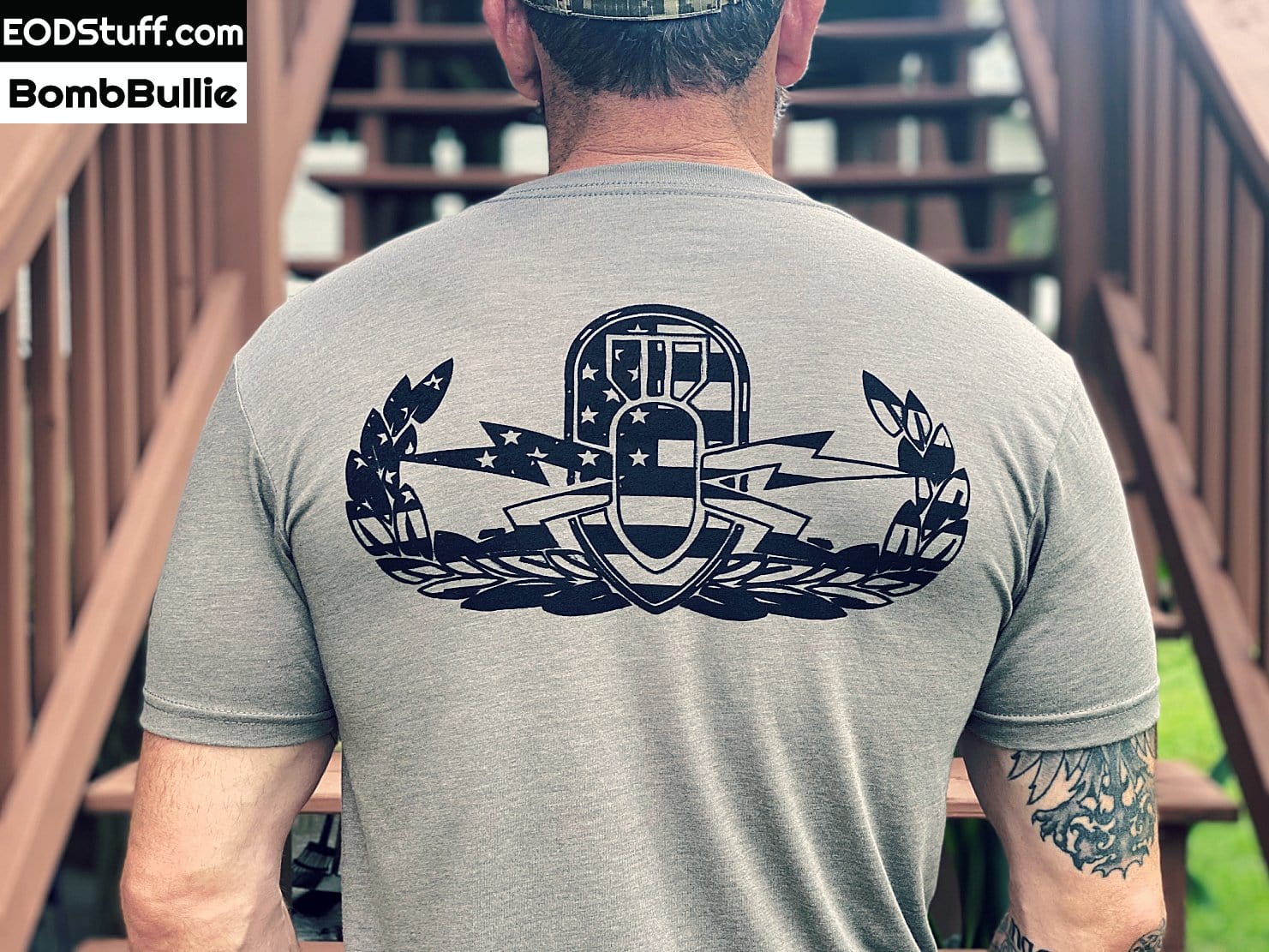 Skuba Skeebb™ Flag Badge EOD Triblend Unisex Tees - Black Ink/Venetian Grey Tees