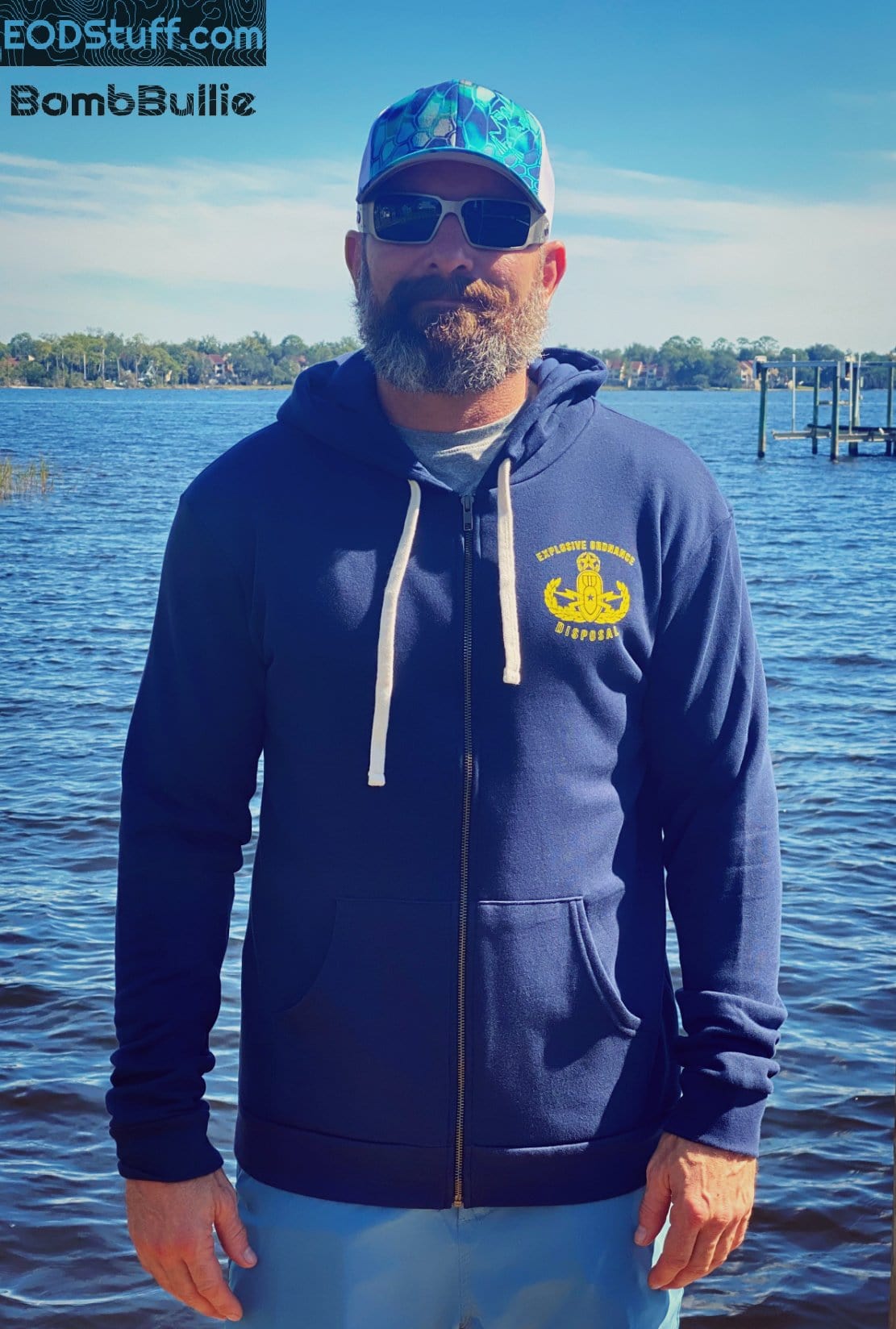 Explosive Ordnance Disposal Skuba Skeebb™ Zip Up Hoodie - Midnight Navy EOD Hoodie