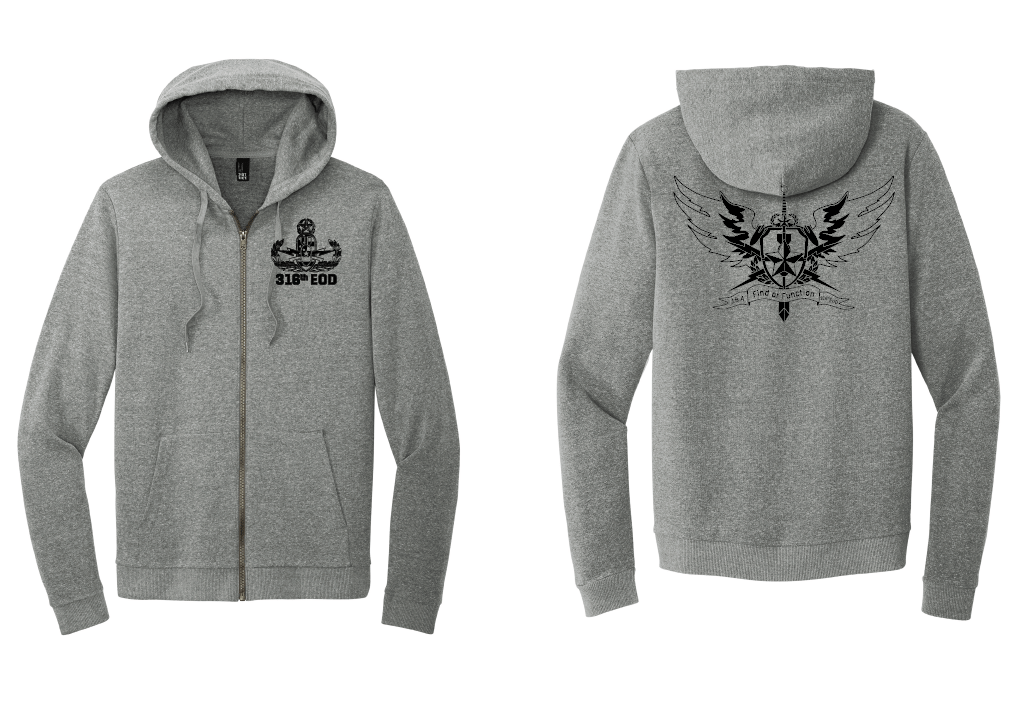 Custom - 316th EOD Zip-Up Unit Hoodie (1 Ink Color)