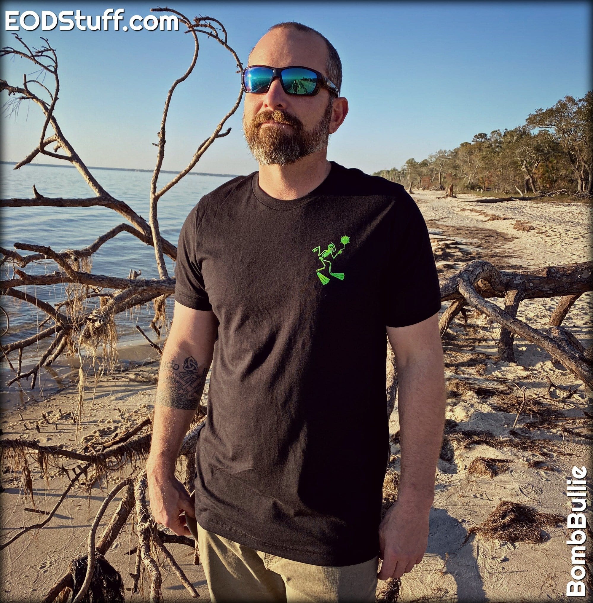 Skuba Skeebb™ EOD Tee - Nuke Green on Black Unisex Shirt