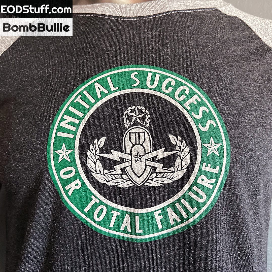 Initial Success or Total Failure EOD Triblend Baseball Tee - Grey/Black Unisex Baseball Tee