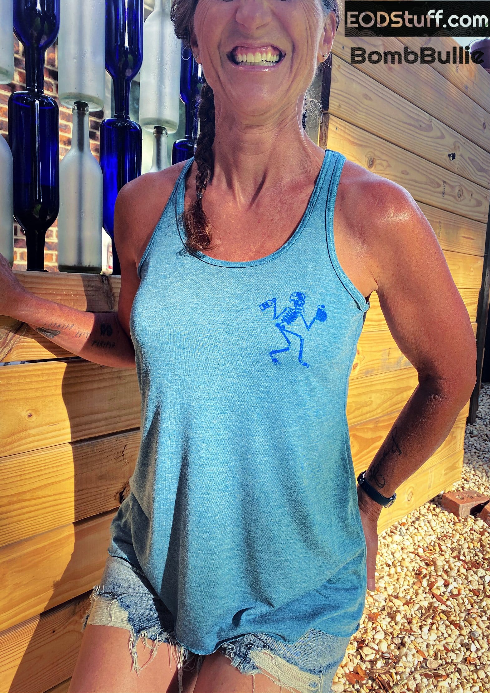 Ladies Skeebb™ Tank - Blue/Heather Deep Teal Women's Flowy Racerback EOD Tank