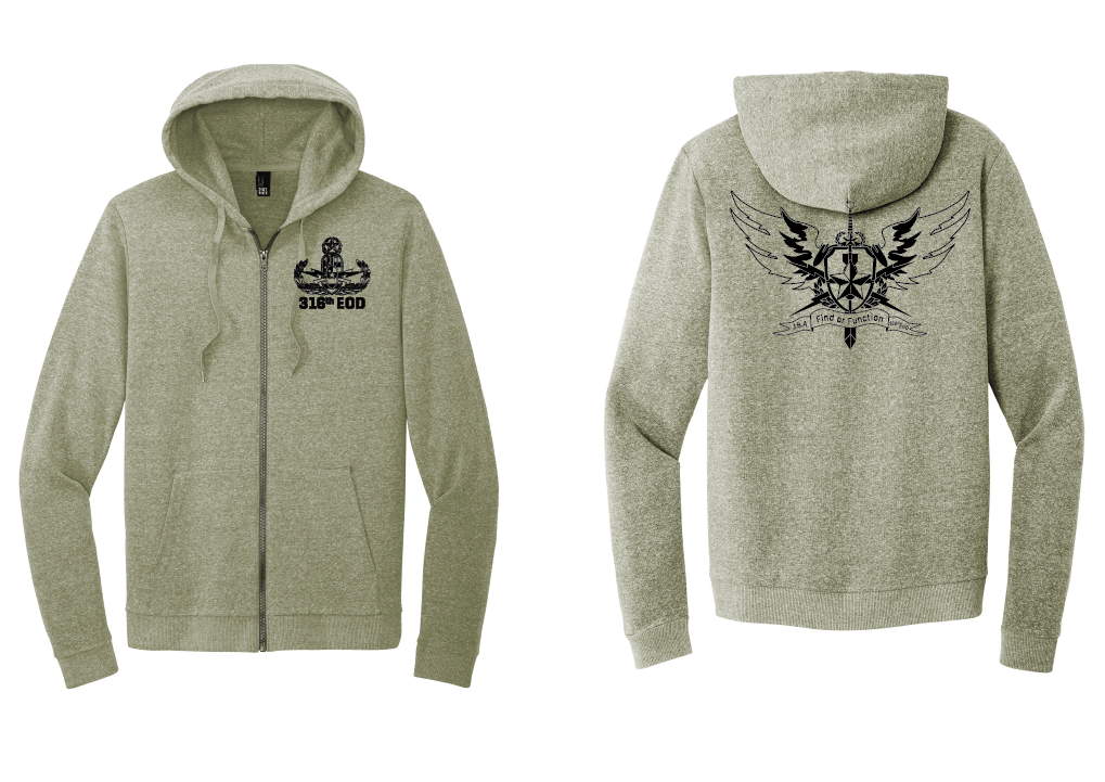 Custom - 316th EOD Zip-Up Unit Hoodie (1 Ink Color)