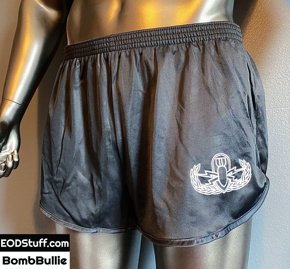 Outline EOD Badge on Black Silkies - White Ink on Black Ranger Panties