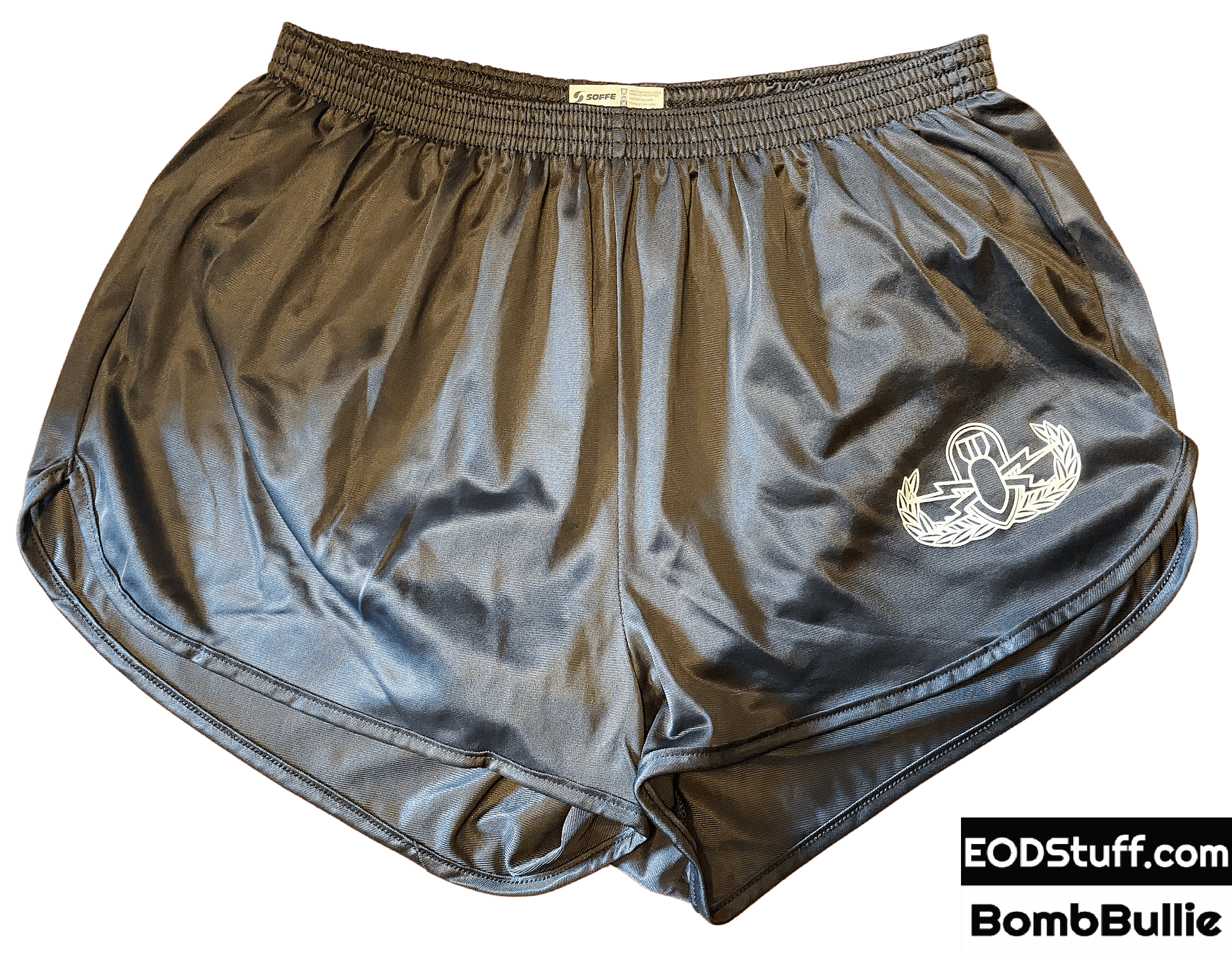 Outline EOD Badge on Black Silkies - White Ink on Black Ranger Panties