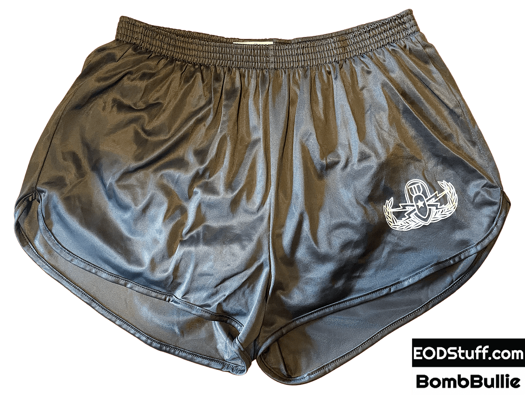 Outline EOD Badge on Black Silkies - White Ink on Black Ranger Panties